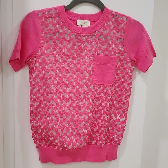 Kate Spade Pink Floral Top with sheer panel sz XS - Picture 12 of 15